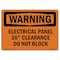 Signmission OSHA Warning Sign, 3.5" Height, 5" Width, Electrical Panel 36 Clearance Do Not Block, Landscape OS-WS-D-35-L-12094 - alternate 1
